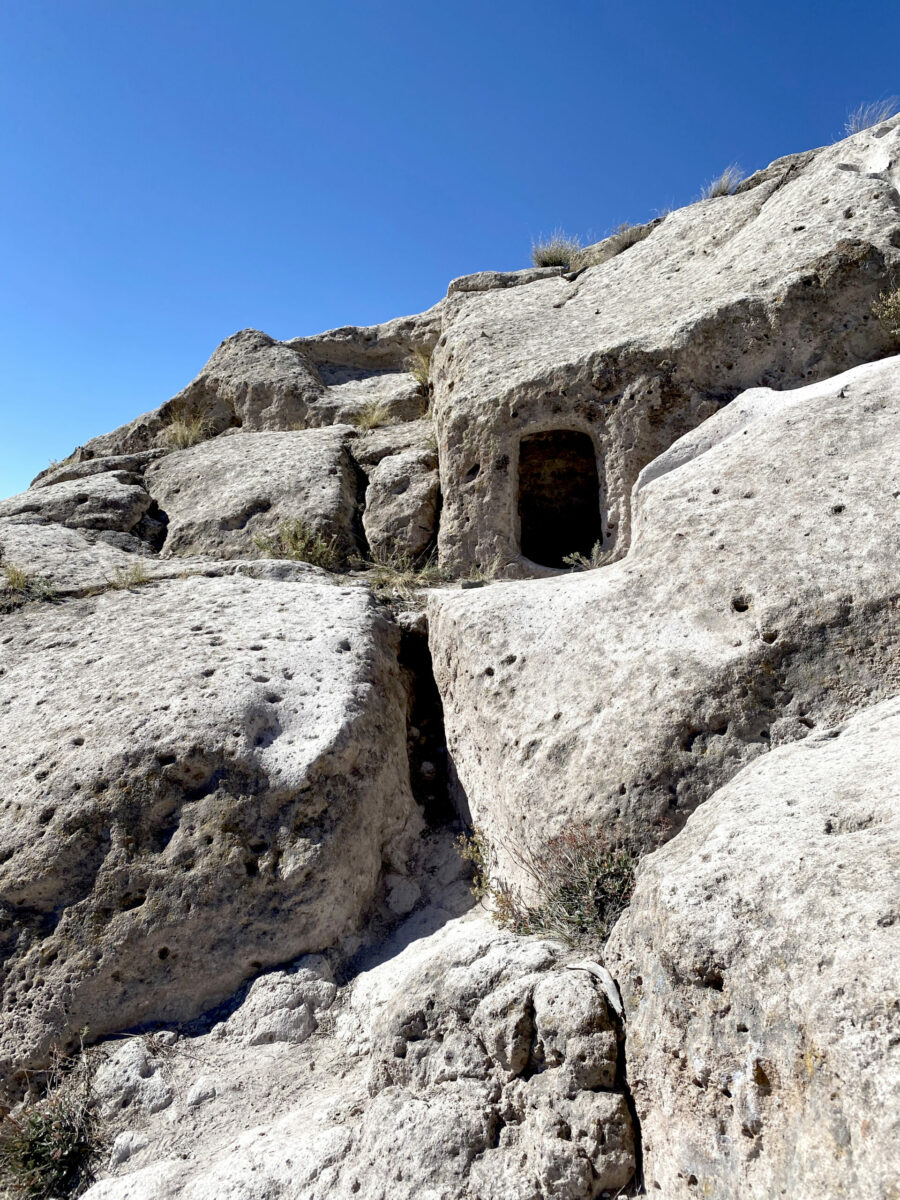 The cliffs at Tsankawi are dotted with cave dwellings