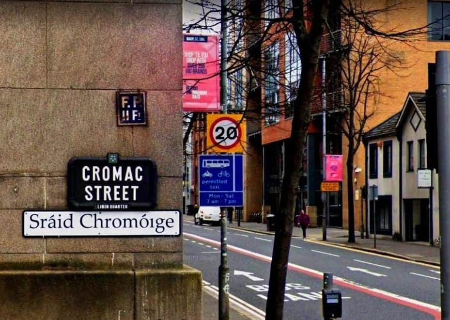 Cromac Street sign in Belfast City