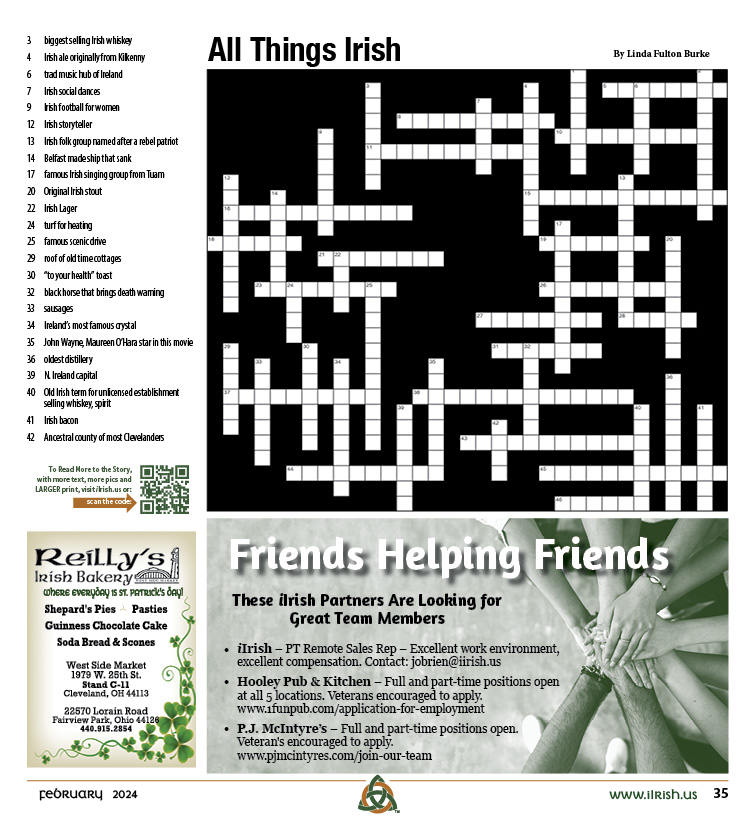 crossword puzzle all things Irish